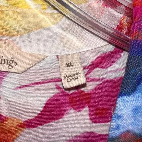 SOFT SURROUNDINGS Summer Blooms Sleeveless Button Front Tunic Blouse - Picture 9 of 10